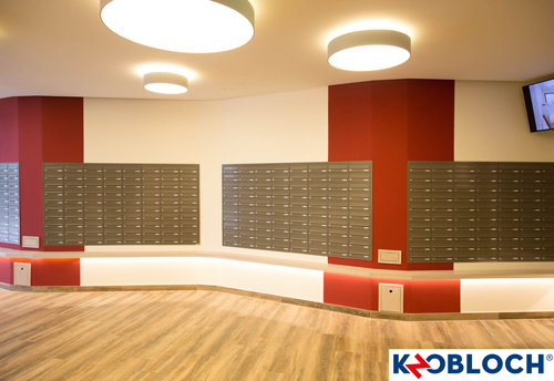 Referenzbild von Briefkastenanalgen der Firma Knobloch als Unterputzvariante.